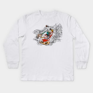 skater fox attack Kids Long Sleeve T-Shirt